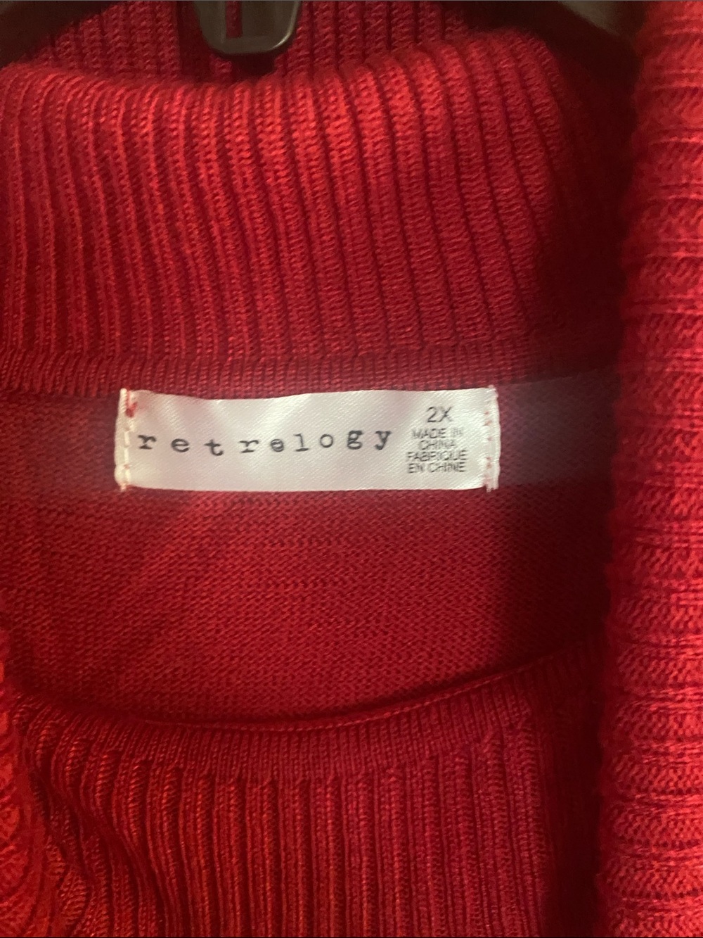Women's Two-Tone Red & Plum Turtleneck Sweater - Picture 2 of 4